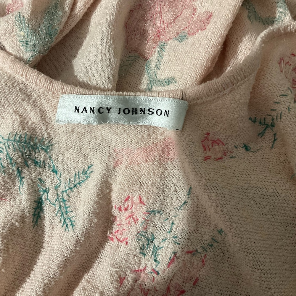 Vintage Nancy Johnson Heavily Beaded Knit Gatbsy Dress Small Medium 80s Floral - Picture 7 of 9